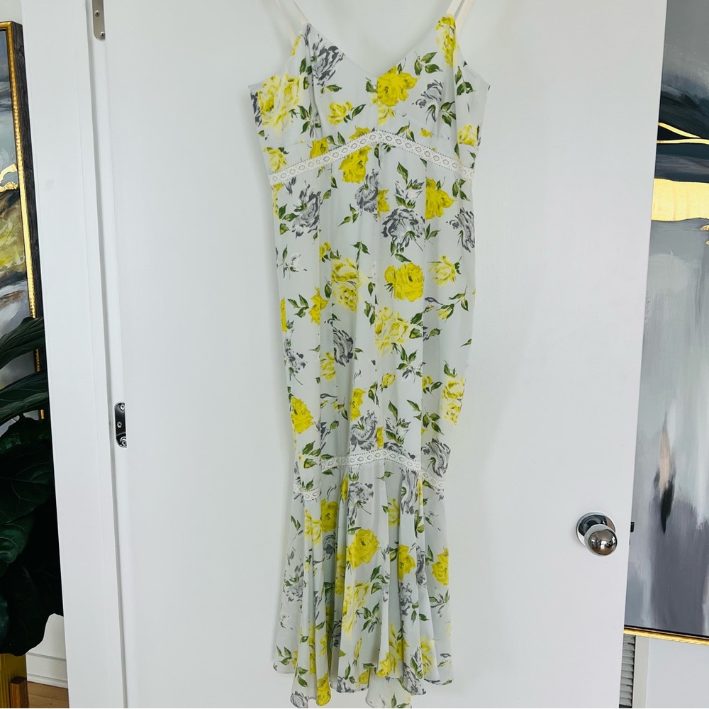New (w/tags) Cinq á Sept Sunglow Multi Floral Yellow and White Women's Dress